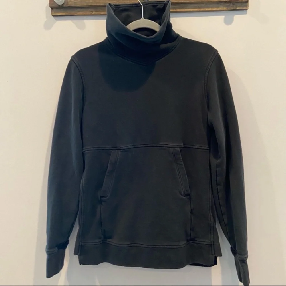 LULULEMON Press Pause Pullover French Terry Funnel Neck Black Size 2